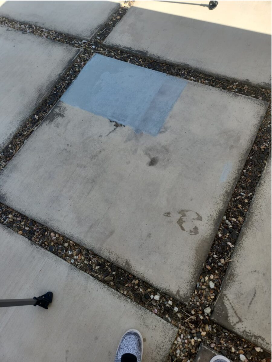 Stained concrete paver walkway before Tykoon concrete restoration